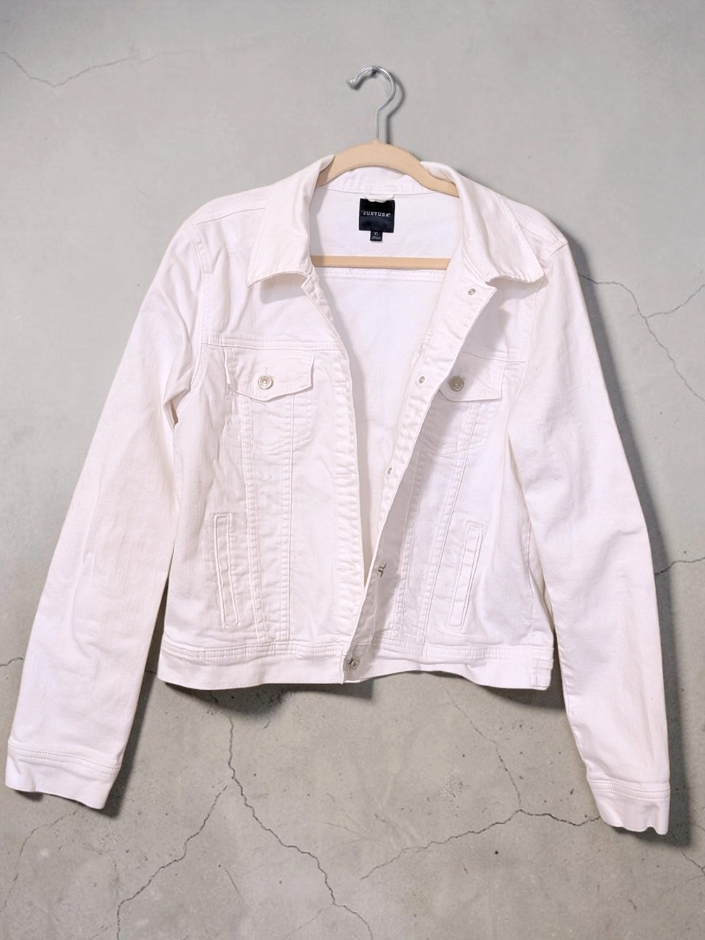 Just USA White Denim Jacket Distressed